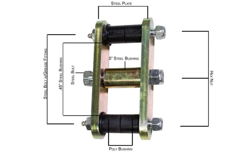 Fishbone Offroad 46-75 Jeep CJ-5 Front or Rear Greaseable Shackles FB27222 FB27222 Photo - out of package