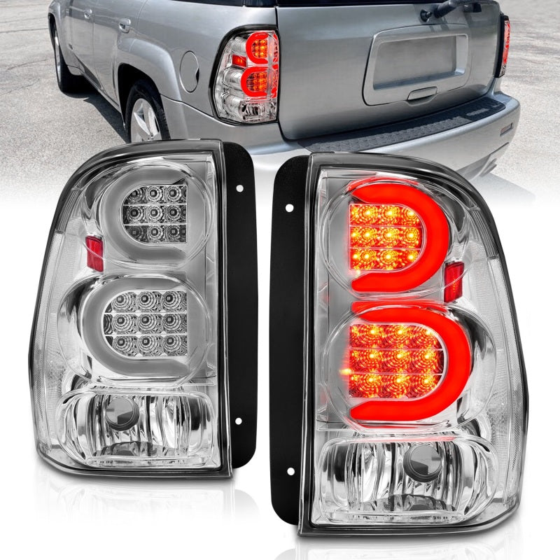 ANZO 2002-2009 Chevrolet Trailblazer LED Tail Lights w/ Light Bar Chrome Housing Clear Lens 311373 311373 Photo - Primary