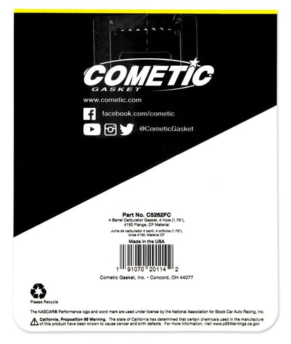 Cometic Gasket Carb Base Plate Gasket 4-Hole .047 Thick 4150 CAGC5262 C5262 Photo - Primary