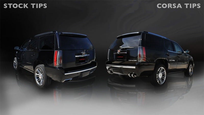 Corsa Performance 12-13 Cadillac Escalade DUB 6.2L V8 Polished Sport Cat-Back Exhaust 14886 Photo - Mounted