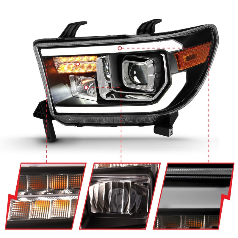 ANZO 2007-2014 Toyota Tundra Projector Light Bar H.L Black Amber(Led High Beam) (Halogen Version) 111447 111447 Photo - Unmounted