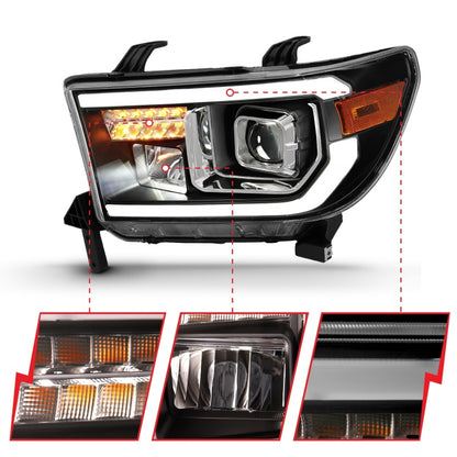 ANZO 2007-2014 Toyota Tundra Projector Light Bar H.L Black Amber(Led High Beam) (Halogen Version) 111447 111447 Photo - Unmounted