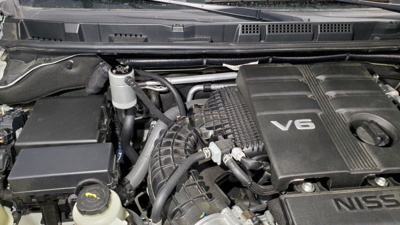 J&L 2022-2023 Nissan Frontier 3.8L V6 Passenger Side Oil Separator 3.0 - Clear Anodized 3113P-C 3113P-C Photo - Close Up