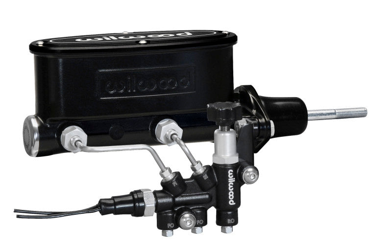 Wilwood HV Tandem M/C Kit w L/H Bracket & Prop Valve - 7/8" Bore, Black-W/Push 261-13271-BK Photo - Primary