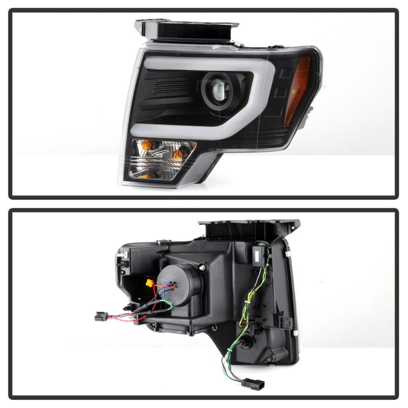 Spyder 09-14 Ford F-150 Projector Headlights - Halogen Model Light Bar - Blk PRO-YD-FF15009-SBLB-BK 5086204 5086204 Photo - Unmounted