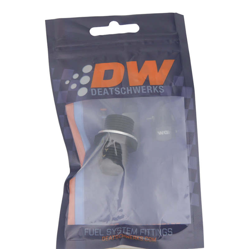 DeatschWerks 8AN Male Flare to M18 X 1.5 Male Metric Adapter (Incl Washer) - Anodized Matte Black 6-02-0620-B 6-02-0620-B Photo - lifestyle view