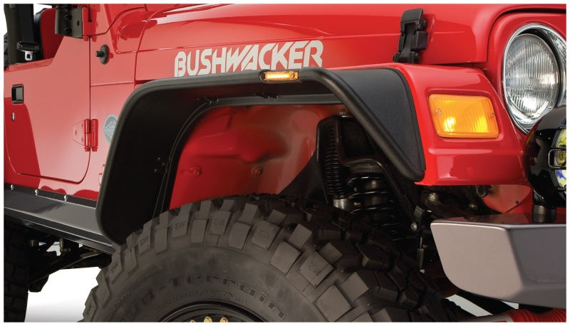 Bushwacker 97-06 Jeep Wrangler Flat Style Flares 4pc - Black 10920-07 10920-07 Photo - Mounted