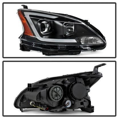 SPYDER xTune 13-15 Nissan Sentra DRL LED Light Bar Halogen Projector Headlights - Black (PRO-JH-NS13-LB-BK) 9042966 9042966 Photo - Unmounted