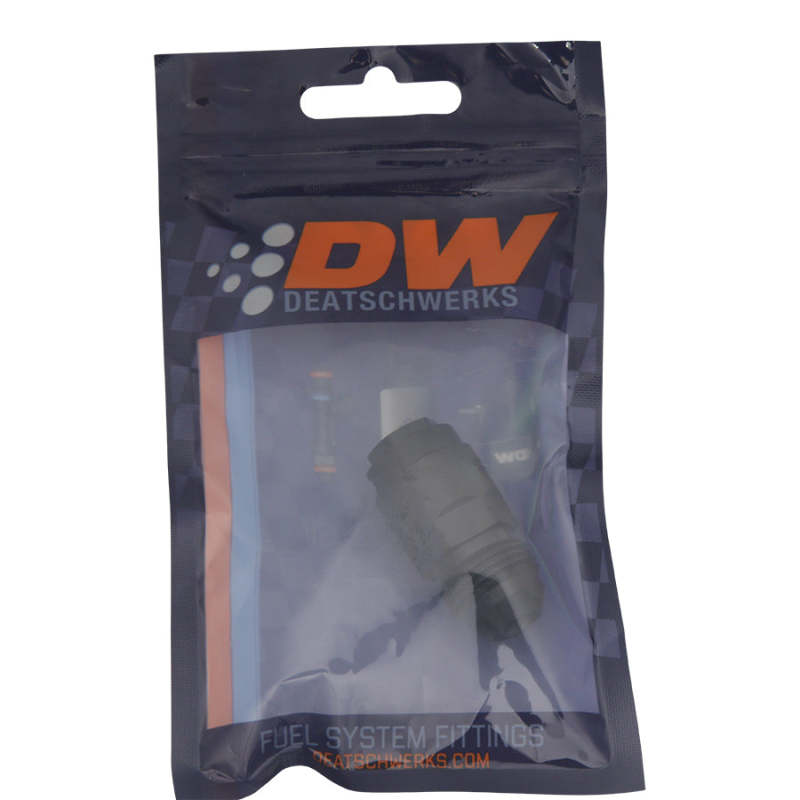 DeatschWerks 8AN Male Flare to 5/16in Female EFI Quick Connect Adapter - Anodized Matte Black 6-02-0143-B 6-02-0143-B Photo - lifestyle view