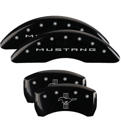 MGP Caliper Covers (set of 4), Engraved Front 2015/Mustang Engraved Rear 10201SMB2BK Photo - Primary