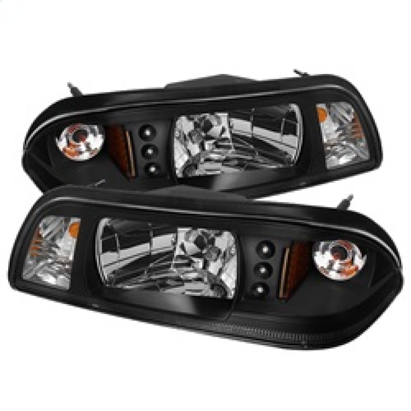 Spyder Ford Mustang 87-93 1PC LED (Replaceable LEDs)Crystal Headlights Black HD-YD-FM87-1PC-LED-BK 5012531 5012531 Photo - Primary