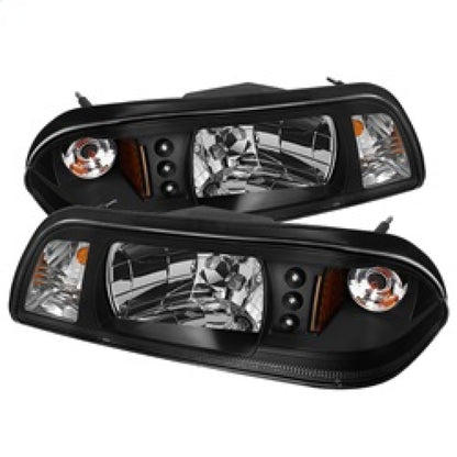 Spyder Ford Mustang 87-93 1PC LED (Replaceable LEDs)Crystal Headlights Black HD-YD-FM87-1PC-LED-BK 5012531 5012531 Photo - Primary