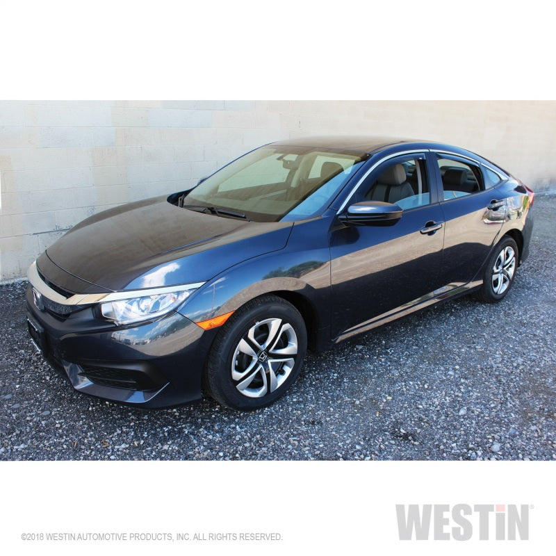 Westin 2016-2018 Honda Civic Sedan Wade In-Channel Wind Deflector 4pc - Smoke 72-44493 72-44493 Photo - Mounted