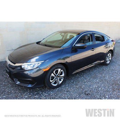 Westin 2016-2018 Honda Civic Sedan Wade In-Channel Wind Deflector 4pc - Smoke 72-44493 72-44493 Photo - Mounted