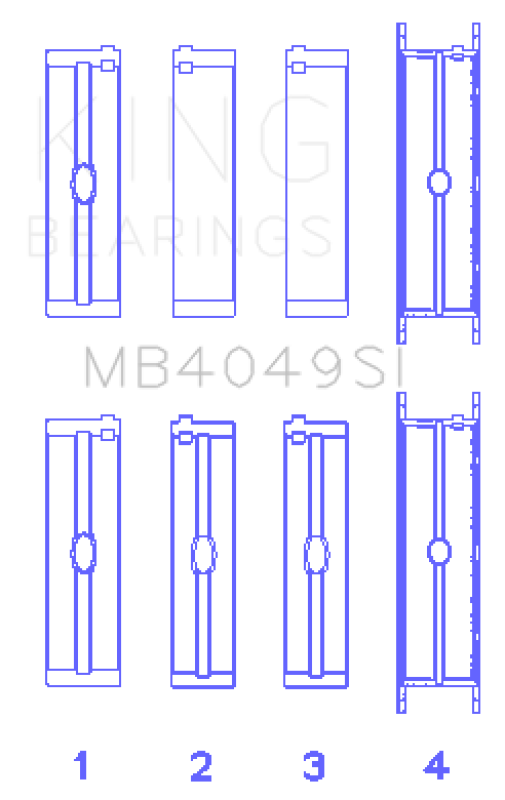 King Engine Bearings Opel C25Xa/X25Xa (Size +0.25mm) Main Bearing Set MB4049SI0.25 MB4049SI0.25 Photo - Primary