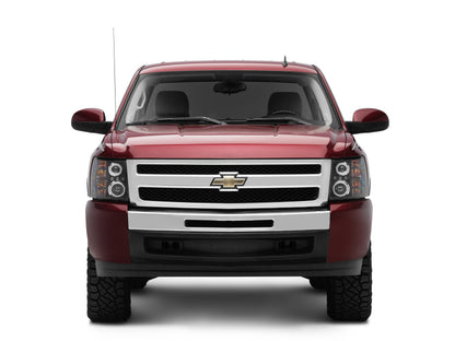 Raxiom 07-13 Silverado 1500 Super White LED Halo Projector Headlights- Black Housing (Clear Lens) S112717 S112717 Photo - Close Up