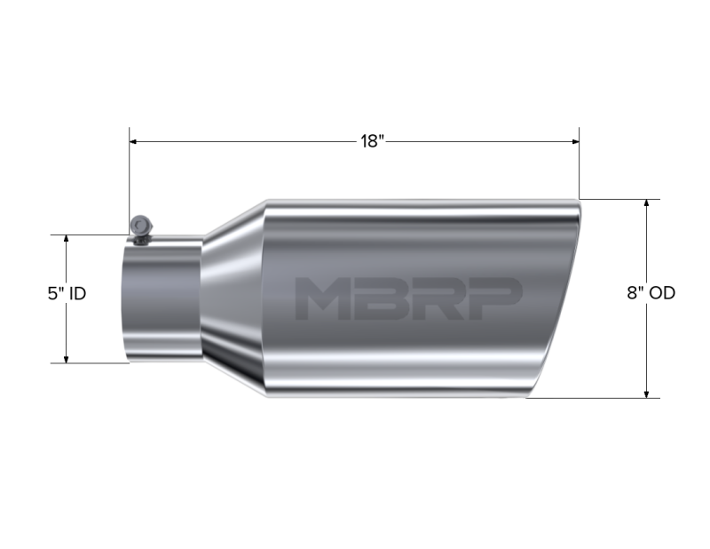 MBRP Tip 8in O.D. Rolled End 5in Inlet 18in Length MBRT5129 T5129 Photo - Close Up