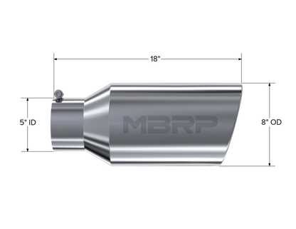 MBRP Tip 8in O.D. Rolled End 5in Inlet 18in Length MBRT5129 T5129 Photo - Close Up