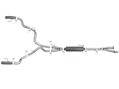 aFe MACH Force-Xp Cat-Back Exhaust System w/ Dual Hi-Tuck Black Tips  Ford 49-33095-B Photo - Unmounted