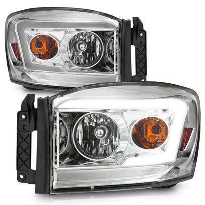 Anzo 06-09 Dodge RAM 1500/2500/3500 Headlights Chrome Housing/Clear Lens (w/ Light Bars) 111525 111525 Photo - Unmounted
