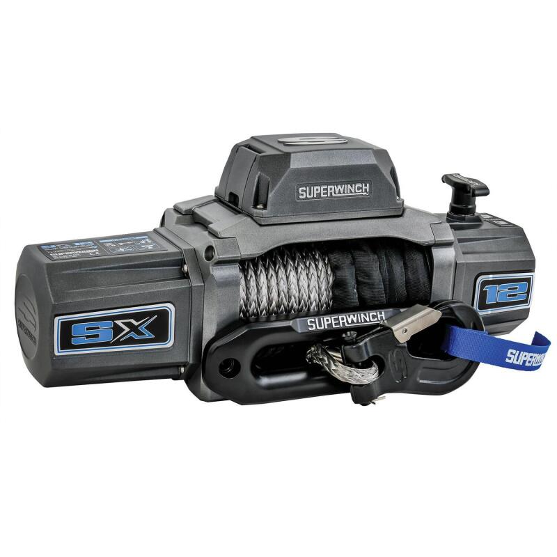 Superwinch 12000 LBS 12 VDC 3/8in x 80ft Synthetic Rope SX 12000SR Winch - Graphite 1712201 1712201 Photo - out of package