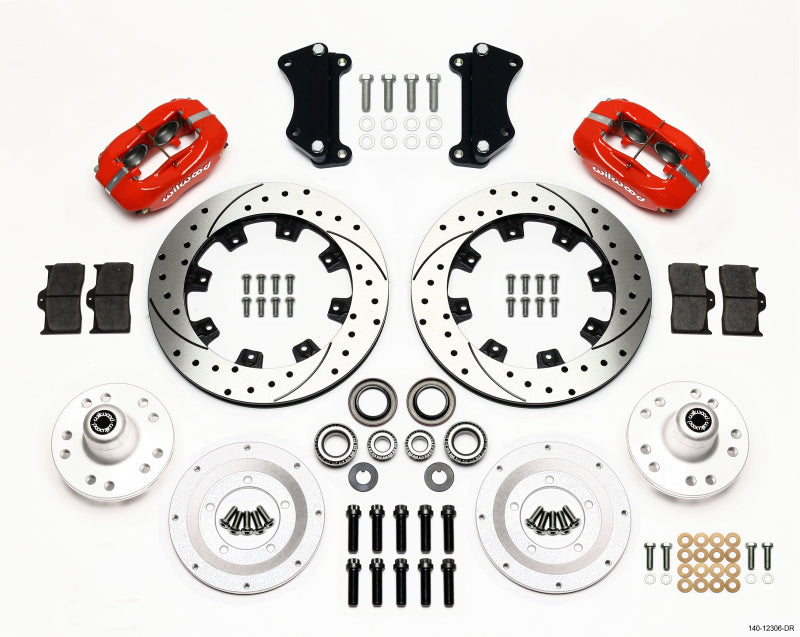 Wilwood FDL Front Kit,12.19",Drilled,Red,Heidts Tri -5,2 inch Drop Spindle 140-12306-DR Photo - Primary