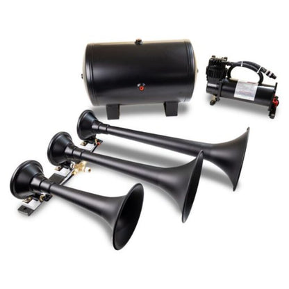 Kleinn Air Horns Kleinn Triple Black Horn Kit w/ 150 PSI Waterproof 5.0 gal Air Tank HK9 HK9 Photo - Primary