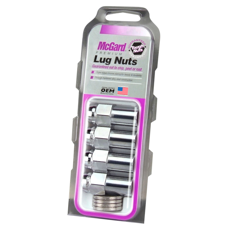 McGard Hex Lug Nut (Long Shank - .946in.) 1/2-20 / 13/16 Hex / 1.85in. Length (4-Pack) - Chrome 62000 62000 Photo - in package
