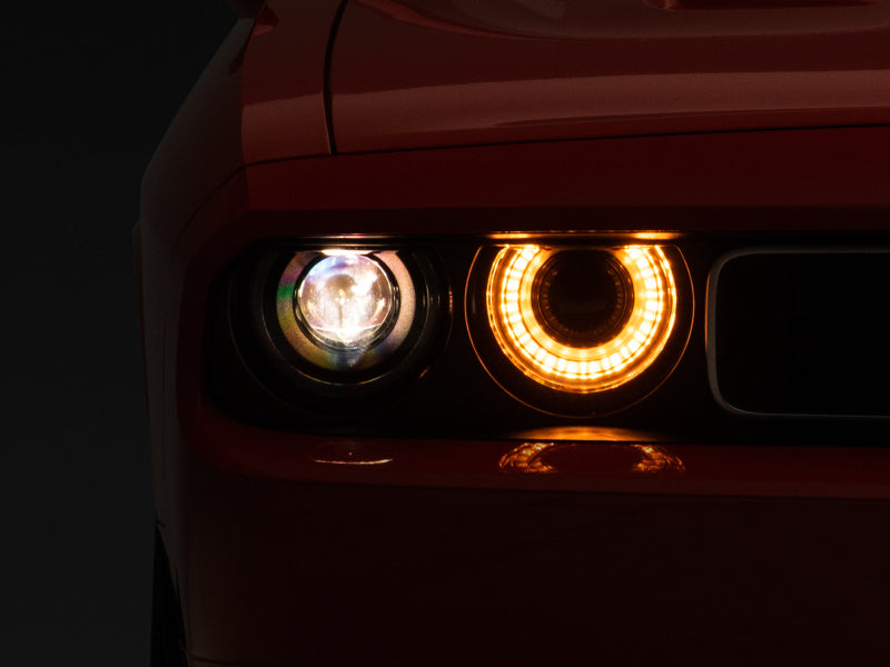 Raxiom 08-14 Dodge Challenger Halo Projctr Headlights w/Sequential Turn Signals-Blk Hsng(Clear Lens) CH3761 CH3761 Photo - Close Up