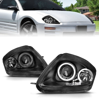 Anzo 2000-2005 Mitsubishi Eclipse Projector Headlights w/ Halo Black 121332 Photo - Primary
