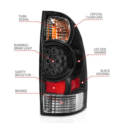 Anzo 2005-2015 Toyota Tacoma LED Taillights Black 311042 Photo - Unmounted