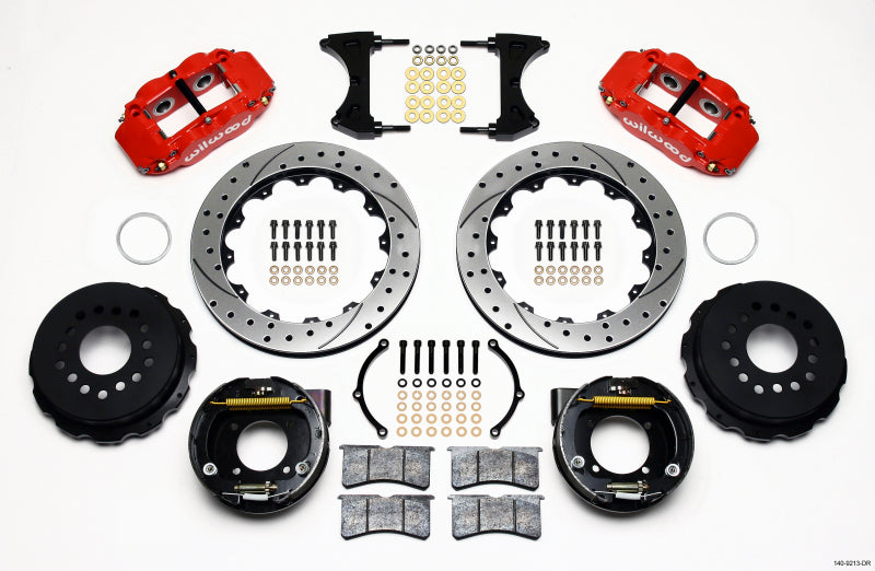 Wilwood FNSL4R Rear P-Brk Kit,12.88",Drilled,Red Chevy 12 Bolt w/ C-Clips 140-9213-DR Photo - Primary