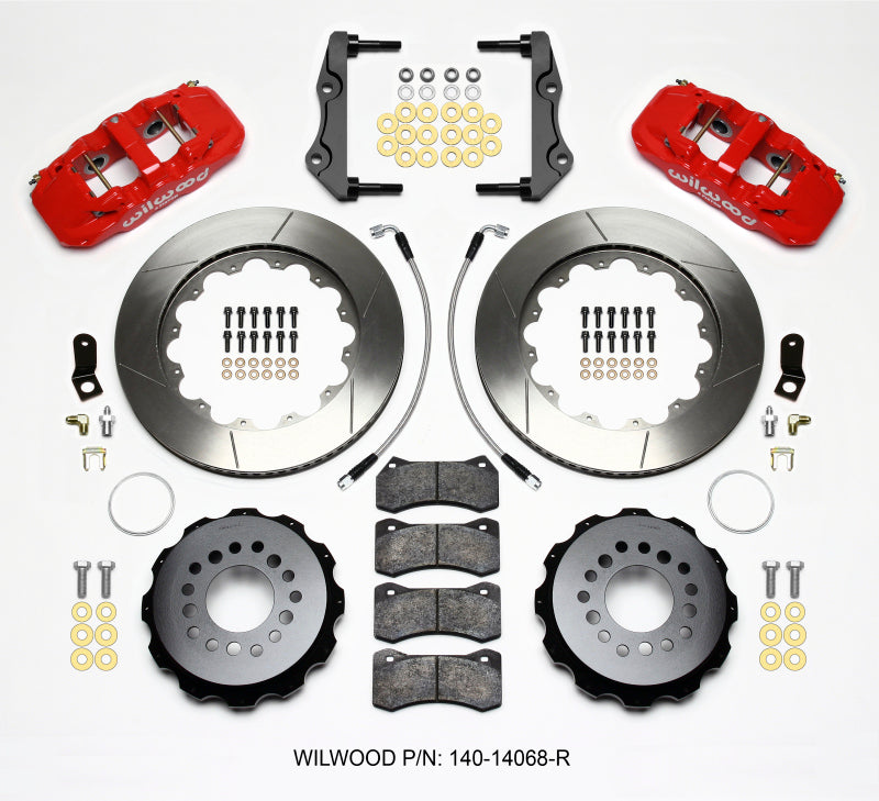 Wilwood AERO4 Rear Kit, 14.25", Red, 2014-Up Challenger 140-14068-R Photo - Primary