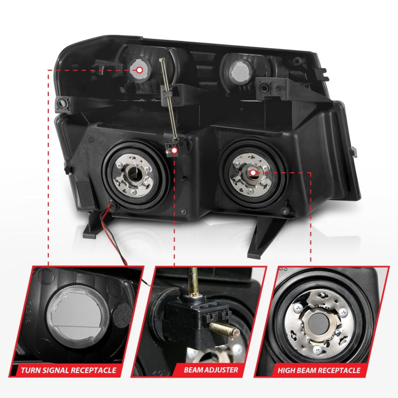 ANZO 04-12 GM Colorado/Canyon/I-Series Crystal Headlights - w/ Light Bar Black Housing 4pcs 111558 111558 Photo - Unmounted