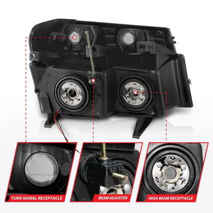 ANZO 04-12 GM Colorado/Canyon/I-Series Crystal Headlights - w/ Light Bar Black Housing 4pcs 111558 111558 Photo - Unmounted
