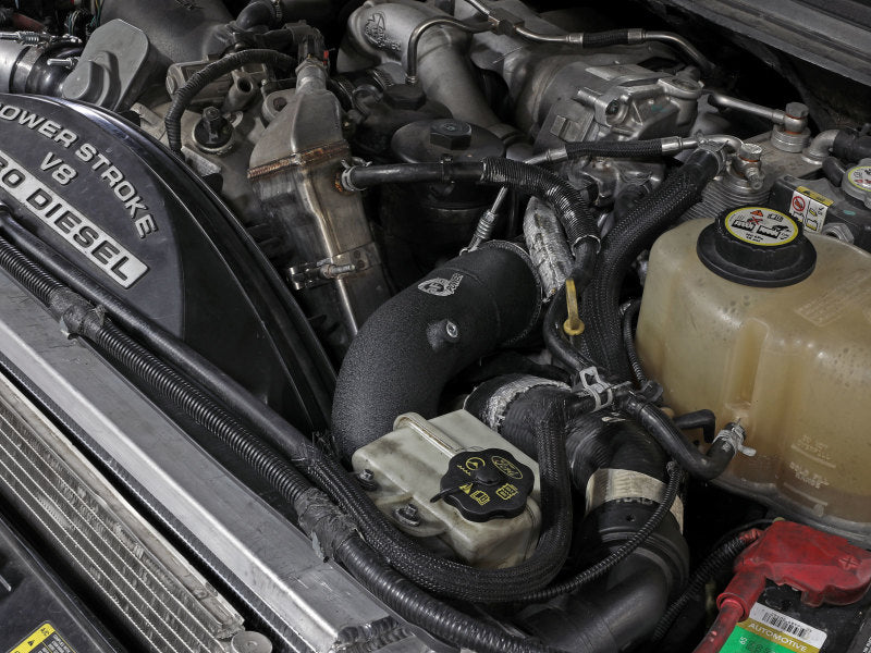 aFe 08-10 Ford Trucks V8-6.4L (td) BladeRunner 3 IN Aluminum Hot Charge Pipe - Black 46-20079-B 46-20079-B Photo - Mounted