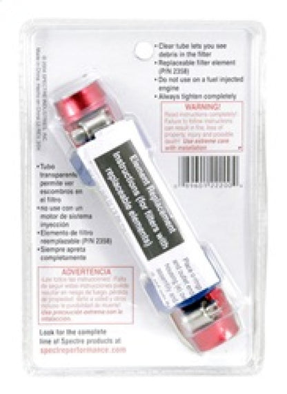 Spectre Pro-Plumbing Fuel Filter 3/8in. - Red/Blue 2220 2220 Photo - in package