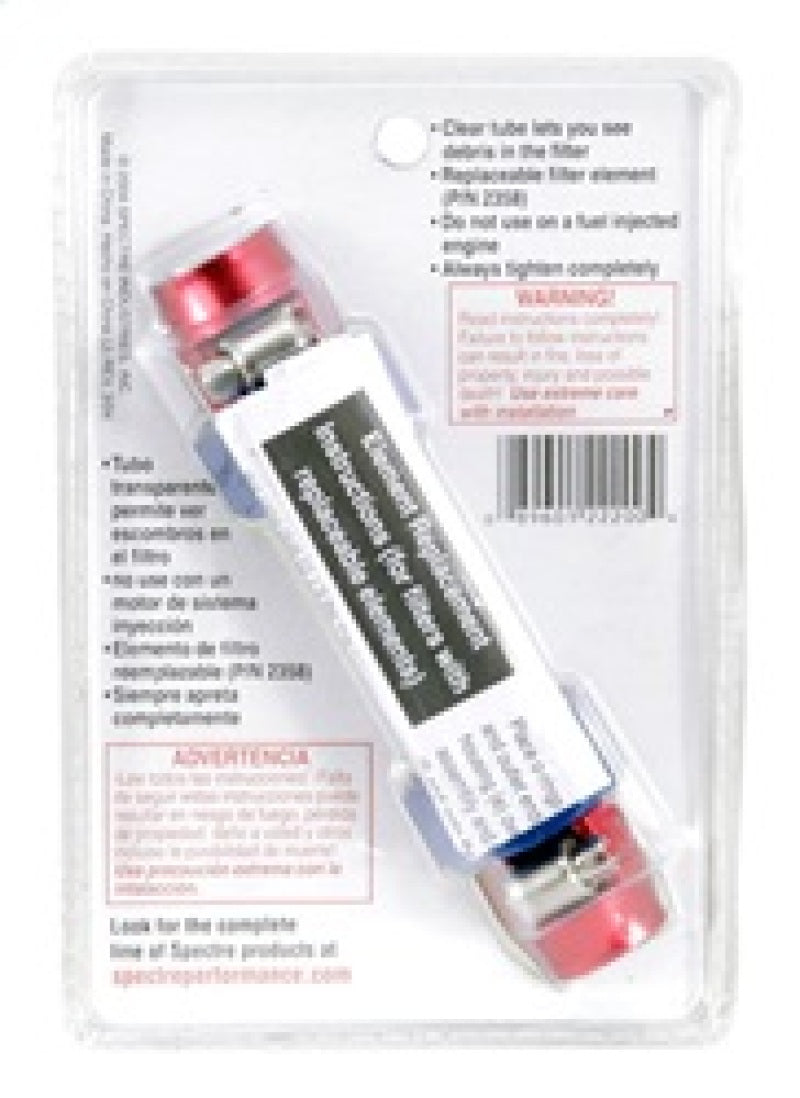 Spectre Pro-Plumbing Fuel Filter 3/8in. - Red/Blue 2220 2220 Photo - in package