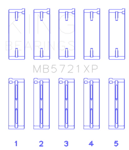 King Engine Bearings King Nissan SR20DET (GTiR) 16V - (Size STD) Performance Main Bearing Set MB5721XP MB5721XP Photo - Primary