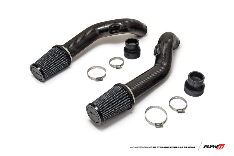 AMS Performance 2009+ Nissan GT-R R35 (CBA/DBA) Alpha Carbon Fiber Intake Pipes for Stock Turbos ALP.07.08.0008-1 ALP.07.08.0008-1 Photo - Primary