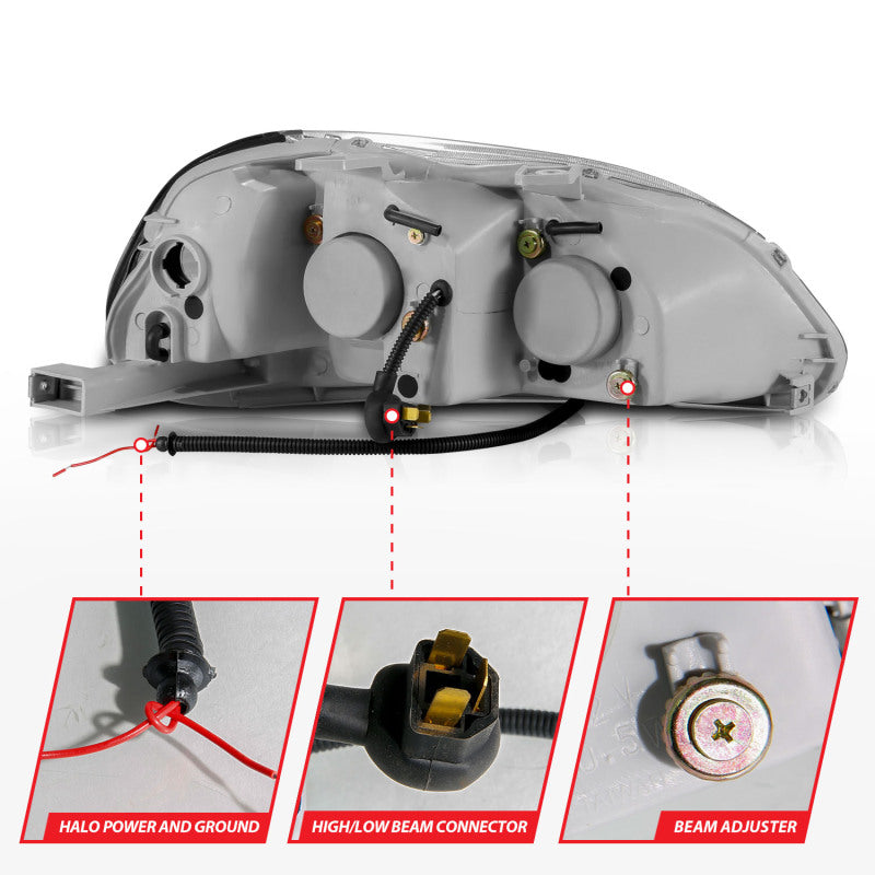 Anzo 1996-1998 Honda Civic Projector Headlights w/ Halo Black 121068 User 5
