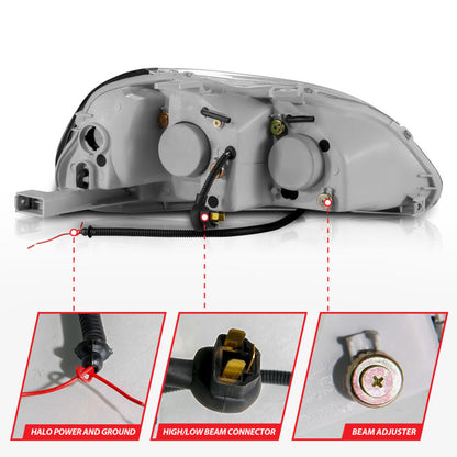 Anzo 1996-1998 Honda Civic Projector Headlights w/ Halo Black 121068 User 5