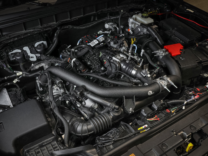 aFe 21-22 Ford Bronco V6-2.7Ltt BladeRunner Alum Hot & Cold Charge Pipe Kit - Black 46-20584-B 46-20584-B Photo - Mounted