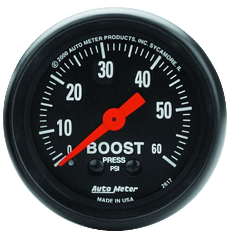 Autometer Gauge, Boost, 2 1/16", 60Psi, Mechanical, Z-Series 2617 Photo - Primary