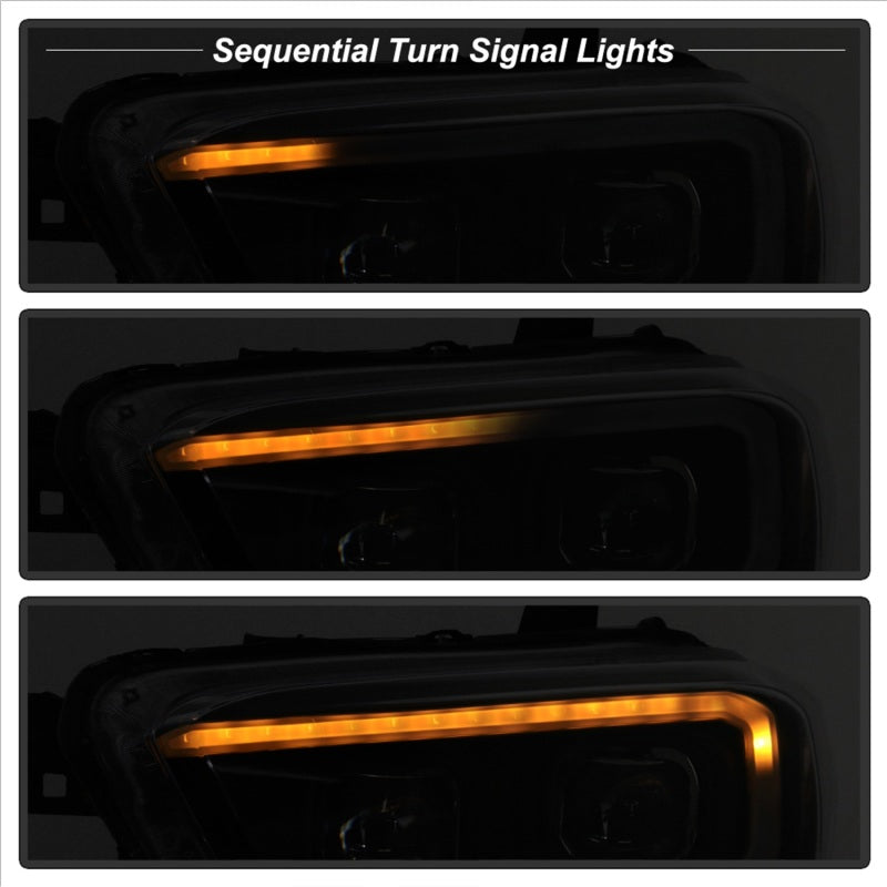 SPYDER xTune 16-18 Toyota Tacoma SR/SR5 DRL Proj Headlights w/Turn Signal - Blk Smk (PRO-JH-TTA16-SR-BSM) 9043000 9043000 Photo - Unmounted