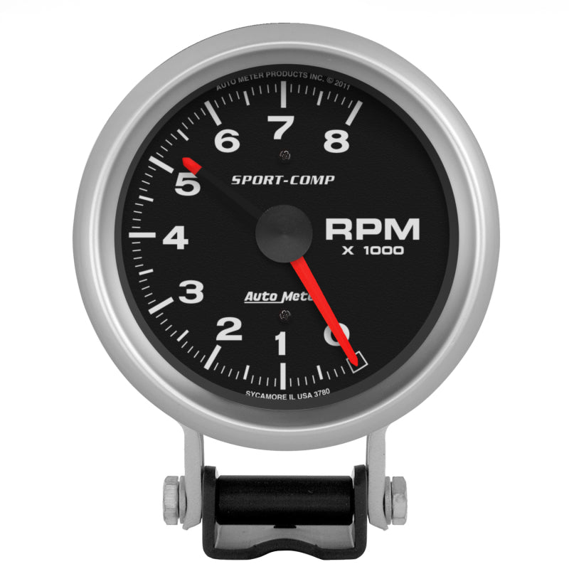 Autometer 3-3/4" Pedestal Tachometer, 0-8,000 Rpm, Sport-Comp 3780 Photo - Primary