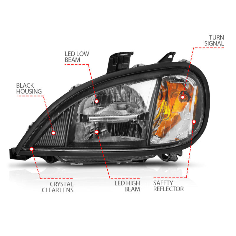 ANZO 1996-2013 Freightliner Columbia LED Crystal Headlights Black Housing w/ Clear Lens (Pair) 131028 131028 User 3