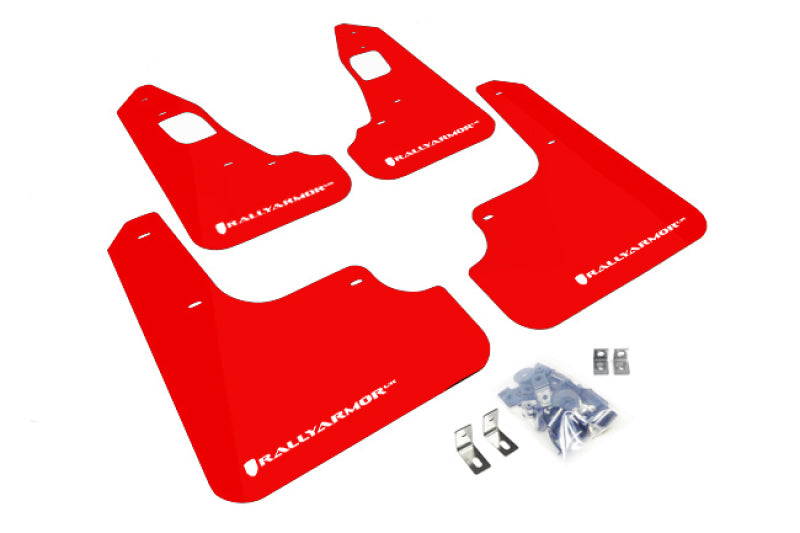 Rally Armor 08+ EVO X RED UR Mud flap White logo MF10-UR-RD/WH Photo - Primary