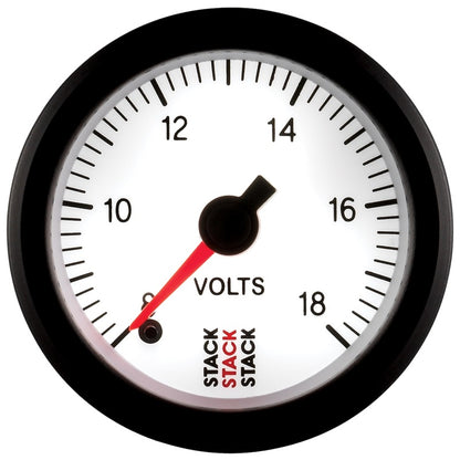Autometer Stack 52mm 8-18V Pro Stepper Motor Battery Voltage Gauge - White ST3366 ST3366 User 4
