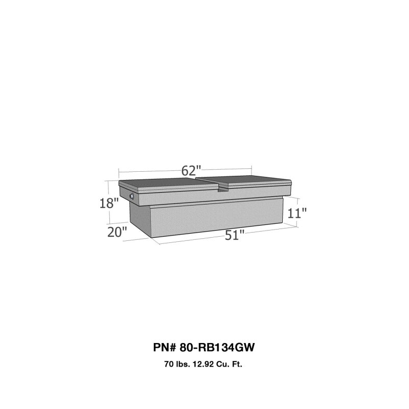 Westin/Brute Gull Wing Lid Mid Size / Down Size Long Bed Only - Aluminum 80-RB134GW 80-RB134GW Photo - Primary
